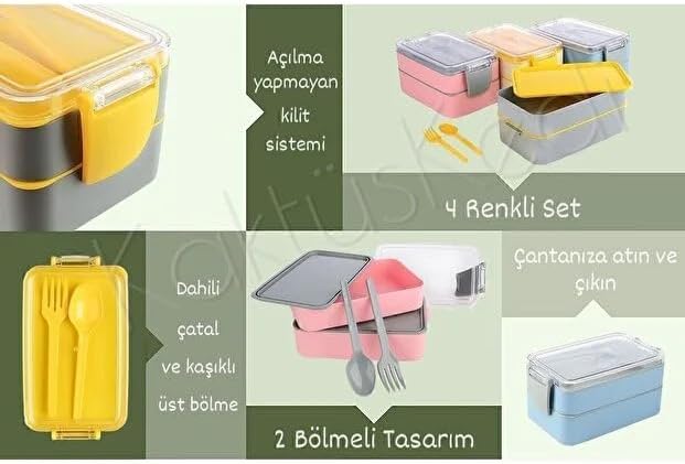 4'lü Set Bento Yemek Kabı 900 Ml
