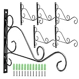KEILEOHO 6 PCS 10 Inches Hanging Plant Bracket, Wall Mount Metal Plant Hanger with Screws, Iron Plan