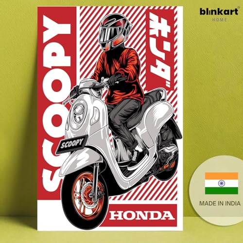 Image of BLINKART Honda ScoopyCar Posters Sticker Gift Items for Boys Room Wall Decor || Comes with Double-Sided Tape|| Decoration Bedroom Living Room Office Studio Decor | 12x18 In (A3) - CAR-254