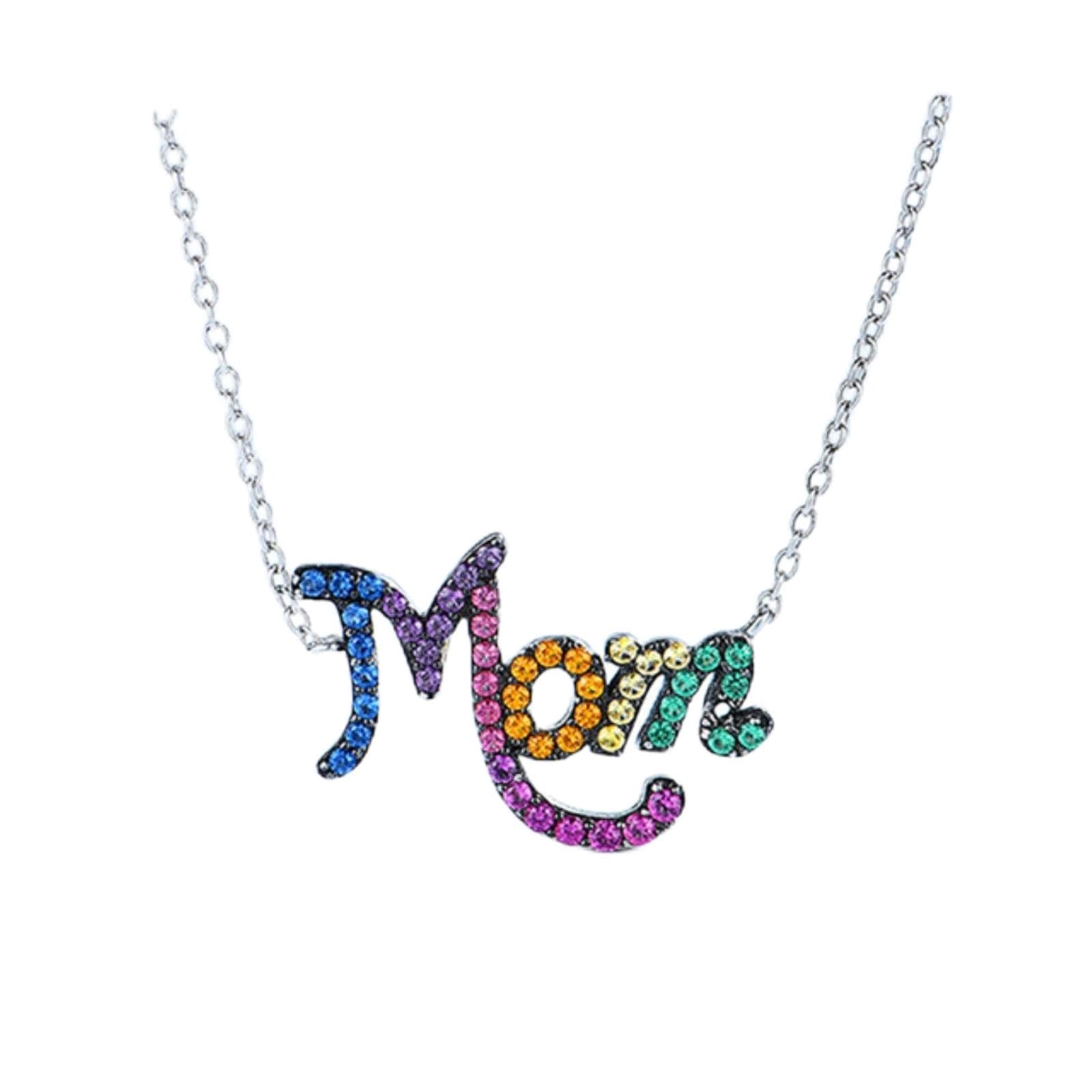 Collares Elegantes Colgantes Joyería De Plata Esterlina 925 Carácter Creado Mamá Collar Boda para Mamá Regalo con Cadena