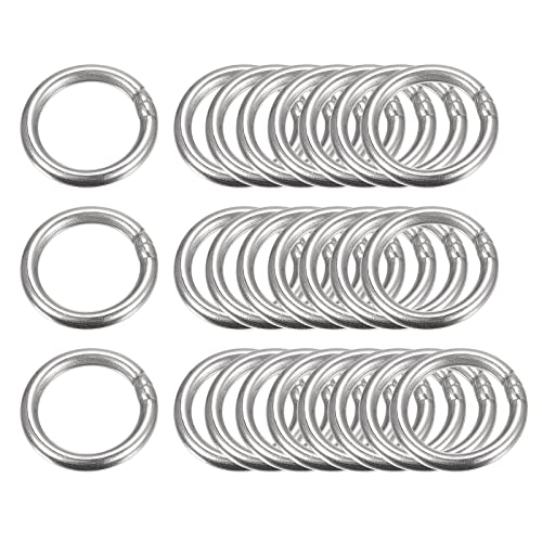 sourcing map 304 Stainless Steel O Rings, 25pcs 20mm(0.79") Outer Dia. 3mm Thickness Multi-Purpose Metal Welded O-rings Round Rings for Hardware Luggage Accessories
