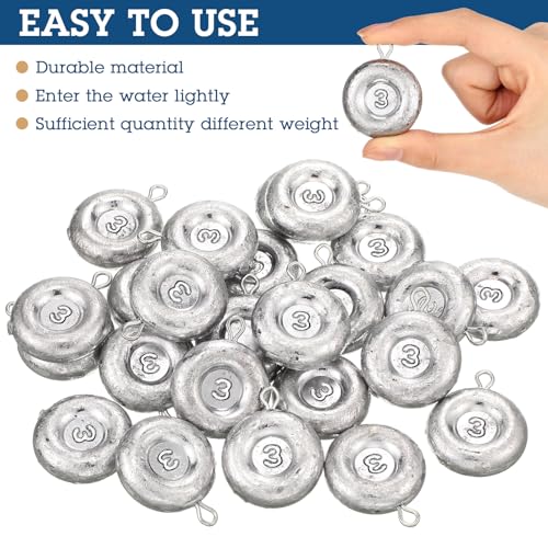 Rotatingpals 36 Pieces Fishing Disc Sinkers Weights Disc Sinker Fishing Sinkers Weights for Saltwater Catfishing Trolling Surf Tackle(3oz) - Image 3
