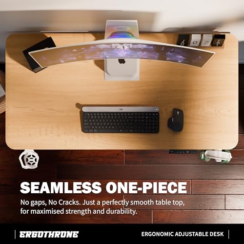 Image of V ONE Electric Standing Desk with 1-Piece Solid Top | Heavy Duty Height Adjustable Computer Desk | 3 Memory Preset | 5 Year Warranty | for Home Office (Maple Fusion, 120 * 60 CM)