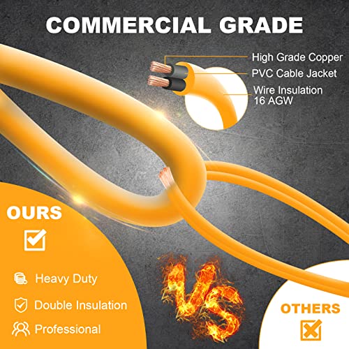 Yaoledly 50Ft Construction String Lights, 50W 5 Bulbs Work Lights With E26 Base, Ip65 Waterproof, 4000Lm 6500K Indoor & Outdoor Temporary Lighting For Workshop, Mine Cave, Job Site #TOP4