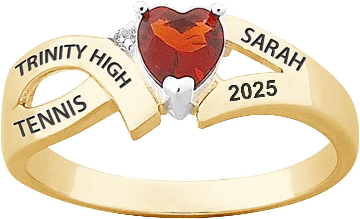 PELOVNY 2025 Custom Class Ring 925 Sterling Silver Graduation Signet Rings Birthstone Jewelry Gifts for Women