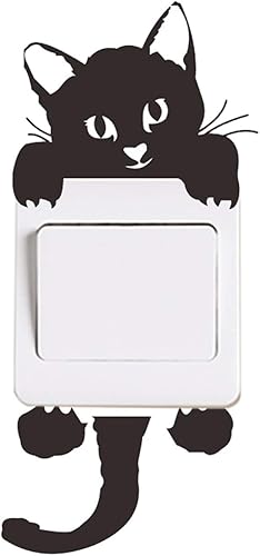 Decaltor Pegatinas de pared de gato, interruptor de luz, decoración mural artístico, cuarto de bebé