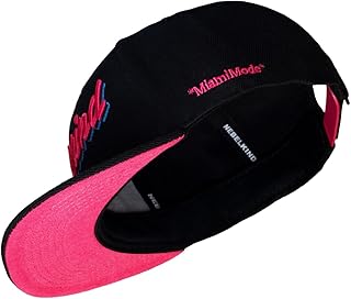 Snapback Cap Miami Black Pink Purple Synthwave Retro Cyberpunk Size Adjustable Unisex One Size, Black/Pink, One size