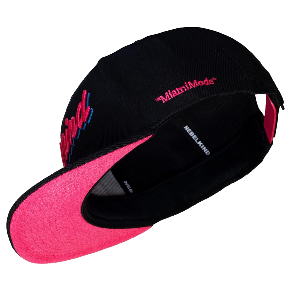 Snapback Cap Miami Black Pink Purple Synthwave Retro Cyberpunk Size Adjustable Unisex One Size, Black/Pink, One size