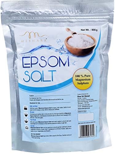 Mesmara Epsom Salt - 800g (Magnesium Sulphate) For Relaxation Muscle Relief, Relives Aches & Pain,Plant Growth
