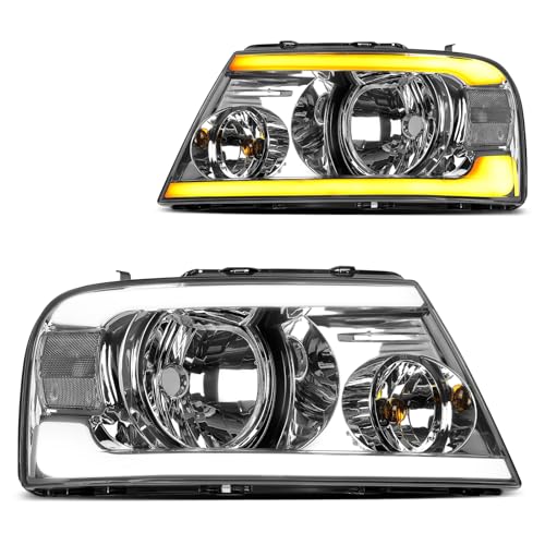DWVO Headlights Assembly for Ford F-150 (2004-2008) with LED DRL, smoke lens