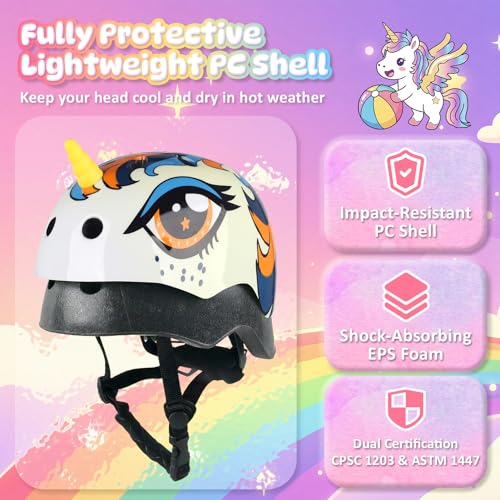 Image of Kids Toddler Bike Helmet, Adjustable and Multi-Sport for Child Boys and Girls, 2 Sizes