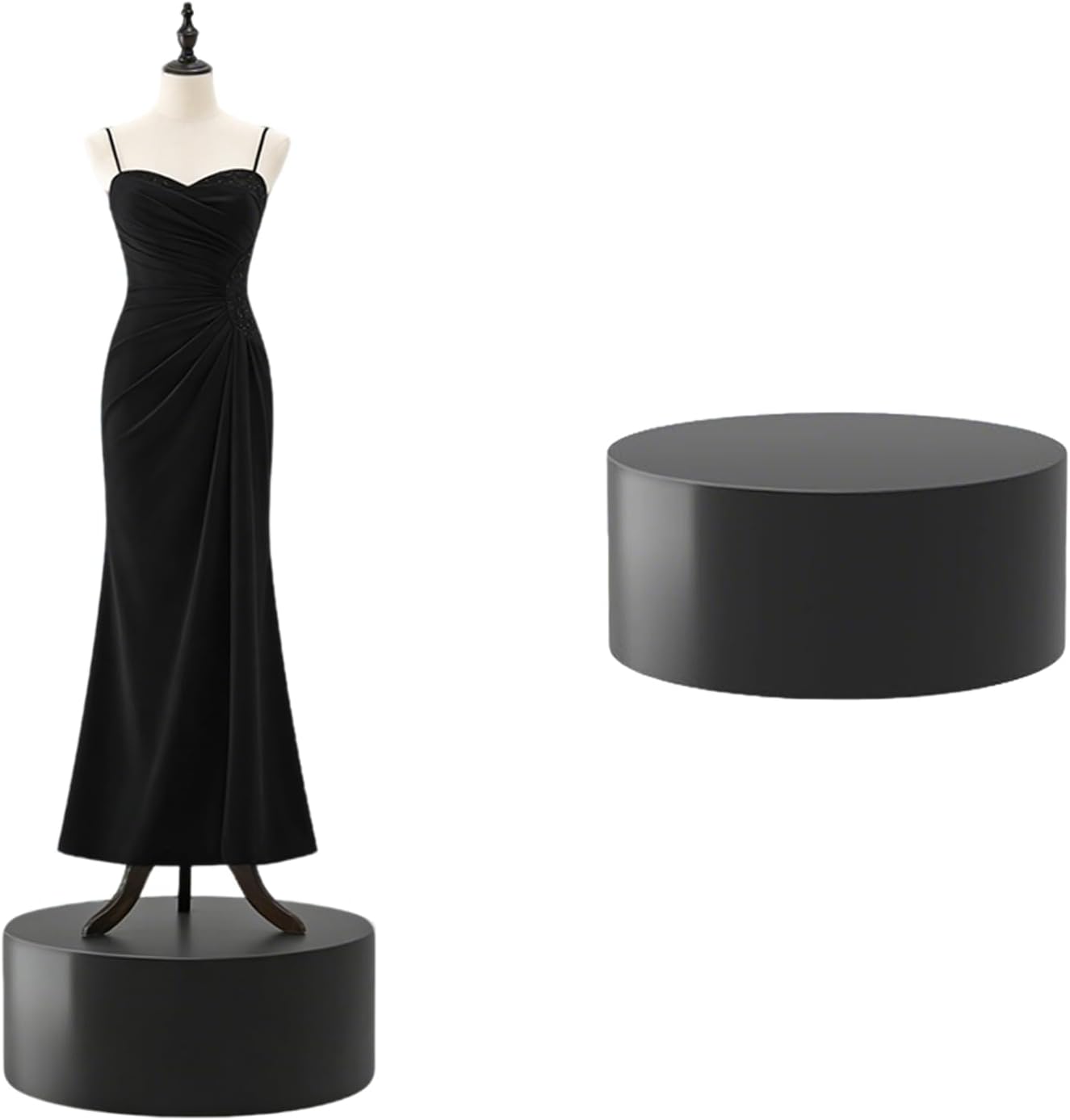 Jueraori Round Mannequin Display Pedestal Stand, Black Platform Base for Products Decoration Show, Cylinder Raiser Table for Party Home Boutiques Decor and Retail Shows (19.7x7.9inch)