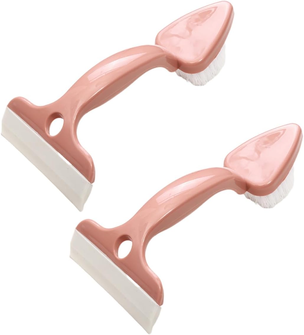 Double-Headed Tile Cleaning Brush 2Pcs Plastic Floor Glass Scraper