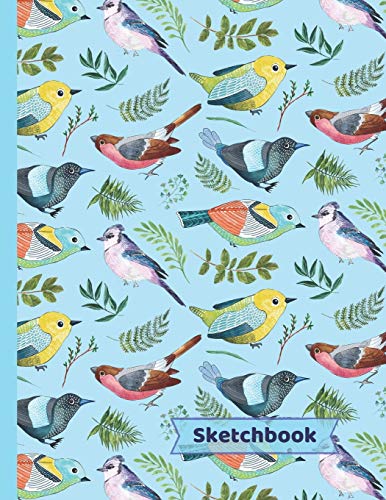 Majosta - Birds Sketchbook: Gifts for Bird Lovers: Blank Paper Sketch Book: Large Notebook for Doodling, Drawing or Sketching ~ 8.5" x 11"