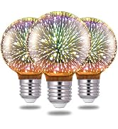 Porseme 3D Fireworks Decorative Light Bulb, E26 Base, 4W, AC100-240V, Glass Bulbs with Soft Warm ...