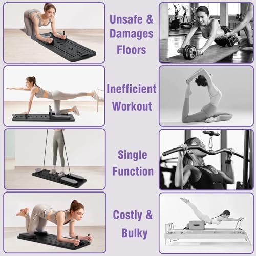 Lerpio 6 in 1 Pilates Board, Portable & Foldable Pilates Reformer Set with Yoga Sock, Multifunctional Pilates Reformer Board for Home Use and Gym Workout (Black) by Lerpio - Image 7