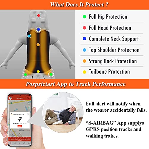 S-Airbag Anti-Fall Airbag Vest Suit With Helium 0.08S Pop Up, Body Protection Smart Vest For Elderly, Epileptic, Blind Person (Black, L) #TOP2