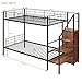 Harper & Bright Designs Metal Bunk Bed with Stairs and Wardrobe, Twin Over Twin Bunk Bed Frame with Storage Ladder, for Kids Teens Adults, Black