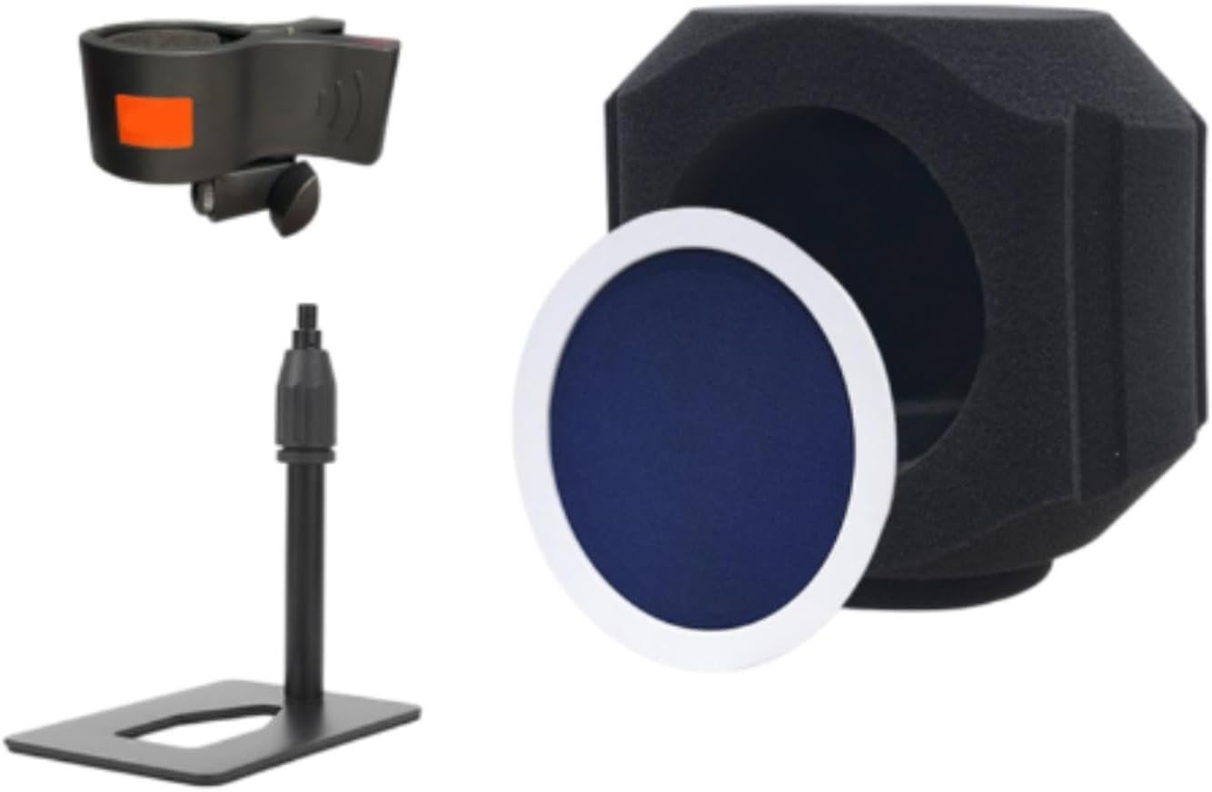 Microphone Isolation Ball Microphone Wind Screen Mic Soundproof Sponge for Recording Booth Floor Stands Cantilever Brackets, Blue