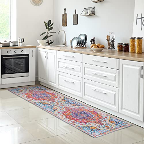 Melajia Runner Rugs For Hallway 2X6 Boho Non Slip Machine Washable Heavily Soft Fluffy Kitchen Rugs Colorful Vintage Area Rug Carpet For Entryway Bathroom Bedroom #TOP4