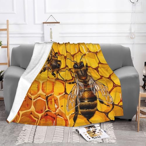 Couverture flanelle douce et chaude nid d'abeille pour lit