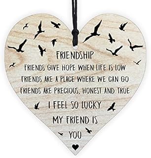 Best Friendship Gift & Plaque for Special Friend, Women, Wife, Him, Her, Mum, with Sayings Message, Ornament and Quote Wooden Hanging Heart Leaving Wall Sign