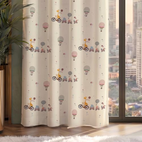 Image of Urban Space 100% Blackout Door Curtains for Kids Room | Digital Printed Nursery & Bedroom Curtain | 100% Light Blocking Eyelet Curtain with Tie Back | 1 Panel (Door - 7 Feet, Cub Caravan)