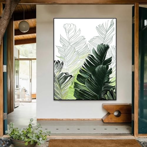 Poster de verdure ADOHOME feuille de bananier tropicale pour décoration de chambre toile 60x90cm