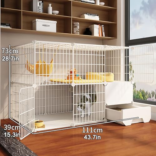 Cage pour chat grande taille modulable avec bac à litière - 8