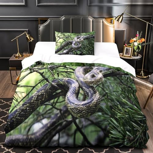 Housse de couette serpent microfibre 3D parure zippée lit enfant - 5