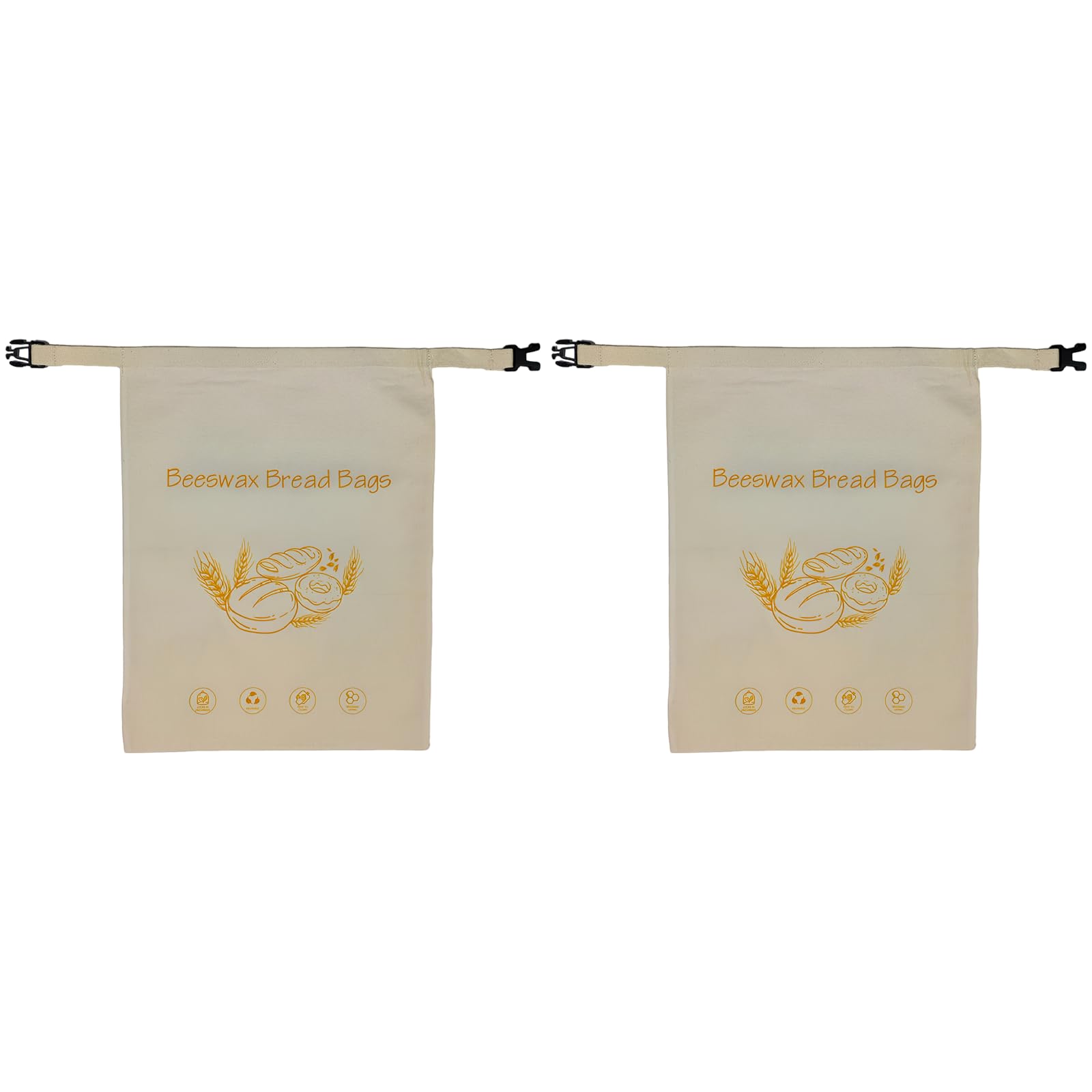2 sacchetti per pane in cera d'api con fibbia, riutilizzabili, in cera d'api, beige, 18 x 13 x 6,1 cm, per pasta madre fatta in casa, aiutano a mantenere il pane fresco
