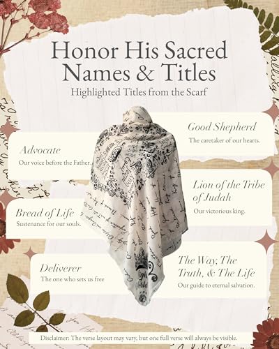 Jesus's Names Christian Prayer Scarf – Large and Soft Scripture Shawl, 75 Languages, 84 Titles of Christ3