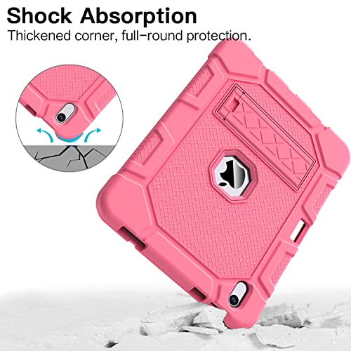 Image of Azzsy Case for iPad (A16) 11th Generation 11 Inch 2025 / iPad 10th Generation 10.9 Inch 2022, [Built-in Pencil Holder] Heavy Duty Shockproof Rugged Protective Case, Pink