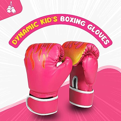 Flexzion Kids Boxing Gloves For 3 To 8 Years, 4 Oz Fire Pink Boxing Gloves For Children Sparring Youth Boxing Gloves Junior Training Mitts Punching Bag Gloves For Kickboxing, Mma, Muay Thai, Training #TOP1