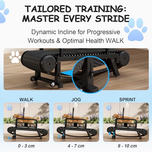 Large/Medium Dog Treadmill, Dog Running Machine Exercise Equipment with Brakes Speedometer and Slope Adjustment for Large&Medium Dog