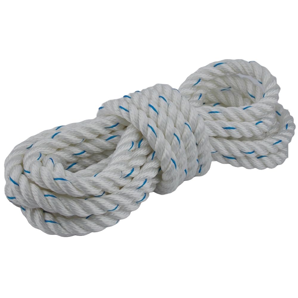 Corde en polyester 16 mm, triple toron, résistante aux UV et aux intempéries, indéchirable, pour bateau, jardin, camping, industrie, agriculture, extérieur, bricolage, fabriquée en Allemagne (blanc