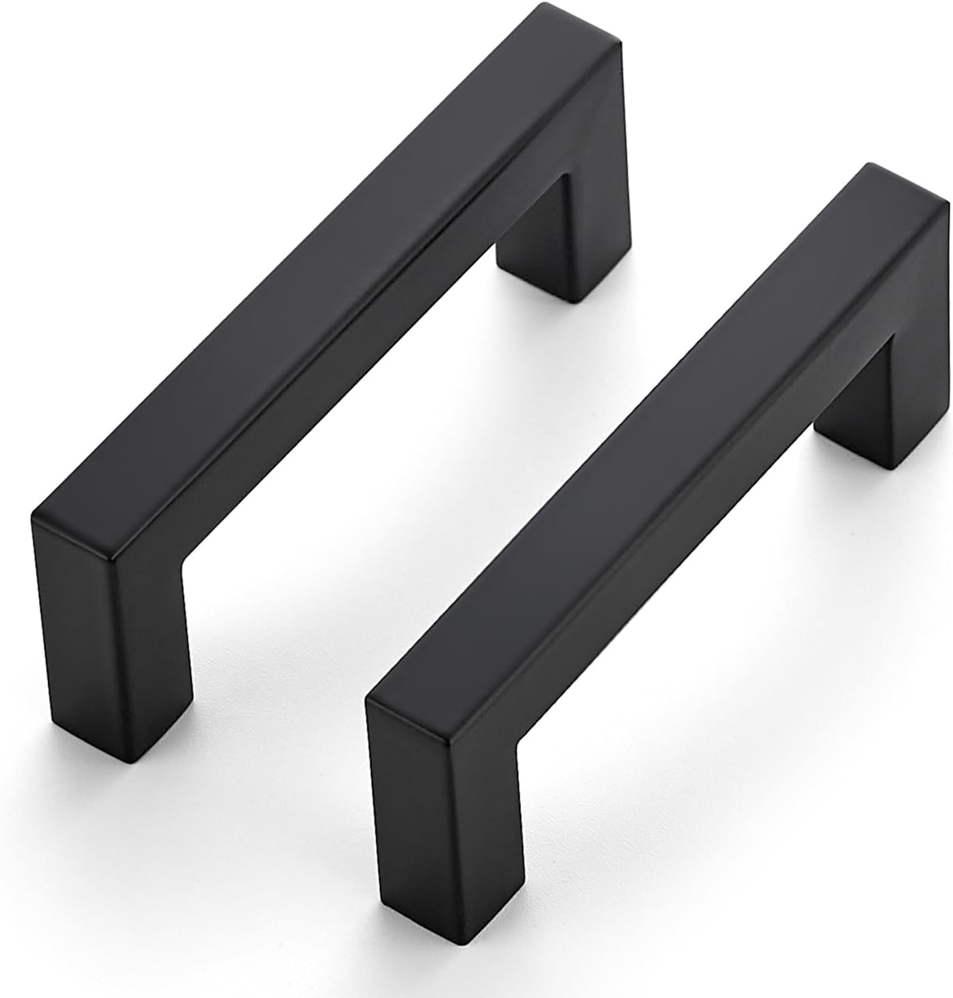 JOY DECOR Cabinet Handles, Black Cabinet Pulls, 2 Pack Kitchen Cabinet Handles 3 Inch, Square Drawer Pulls Stainless Steel Drawer Hardware Handles, 76mm Hole Centers