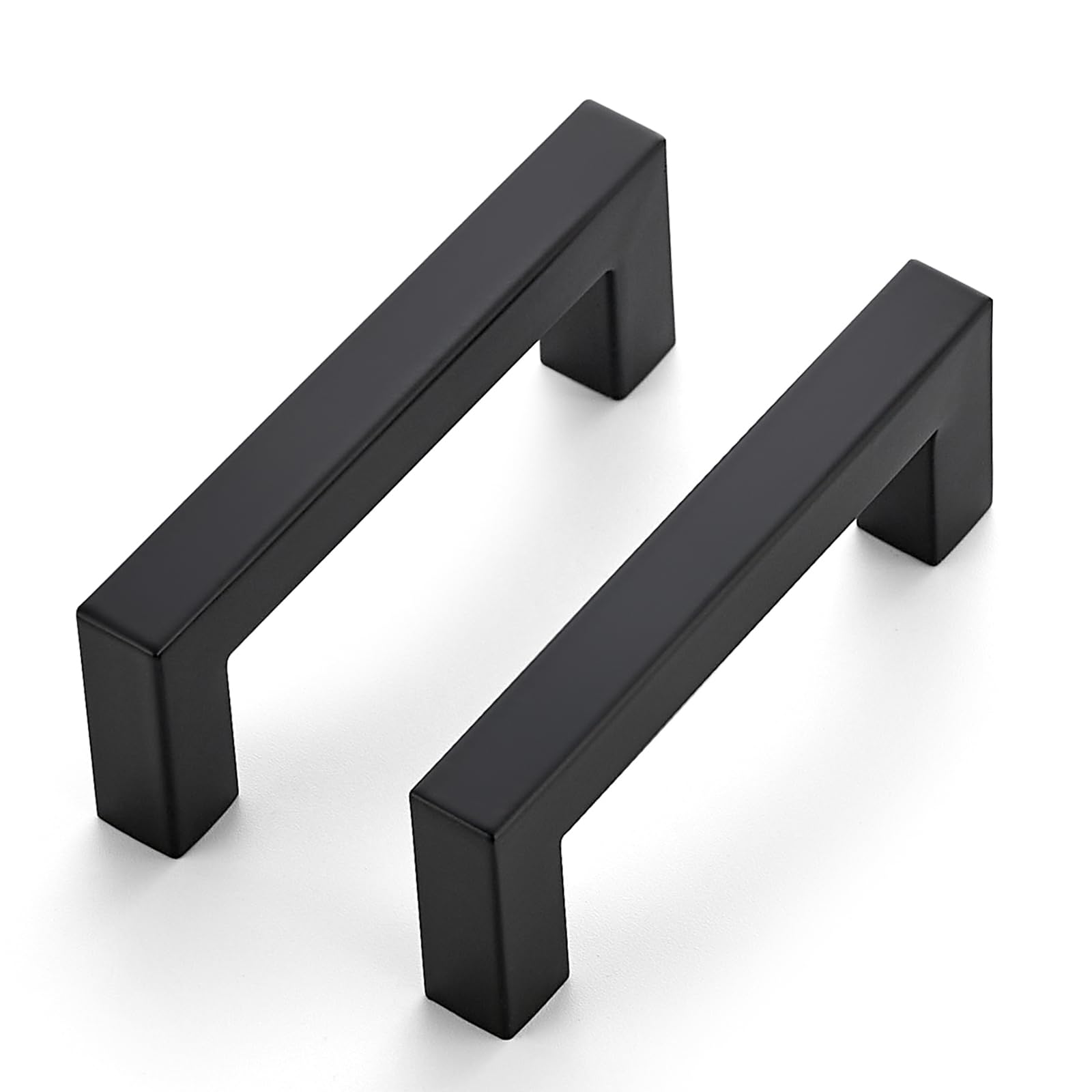 JOY DECOR 6 Pack Cabinet Handles, Black Cabinet Pulls, 3 Inch Kitchen Closet Handles Square Drawer Pulls Stainless Steel Drawer Hardware, 76mm Hole