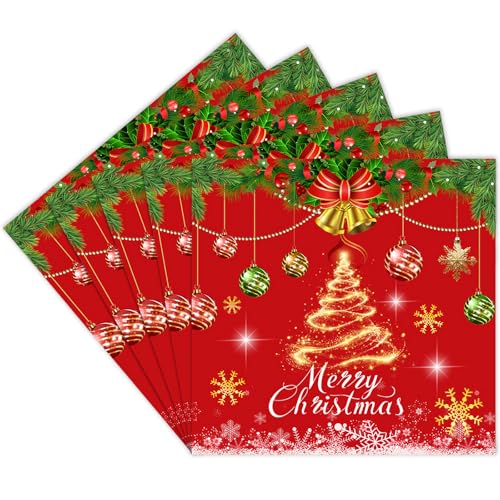 40 Stück Servietten Weihnachten – Weihnachtsservietten Mit Merry Christmas Motiv, 33x33cm –...