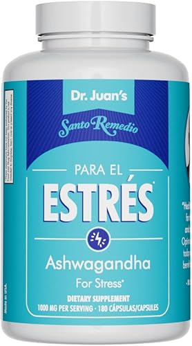 Santo Remedio Ashwagandha, apoyo al estrés, suplemento dietético, 1000 mg por porción, 180 cápsulas, sin sabores artificiales, sin colores