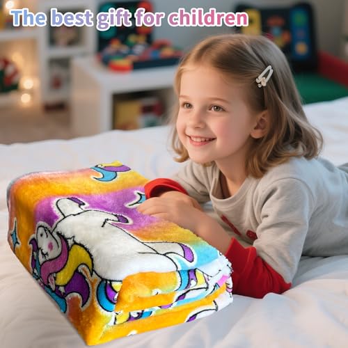 Image of Unicorn Glow in The Dark Blanket, Unicorn Blanket for Girls /Kids, Unicorns Gifts for Girls Age 3-12, Toddler Blanket for Kids, Soft Fleece Blanket Throw Birthday Gift 40 inchx60 inch