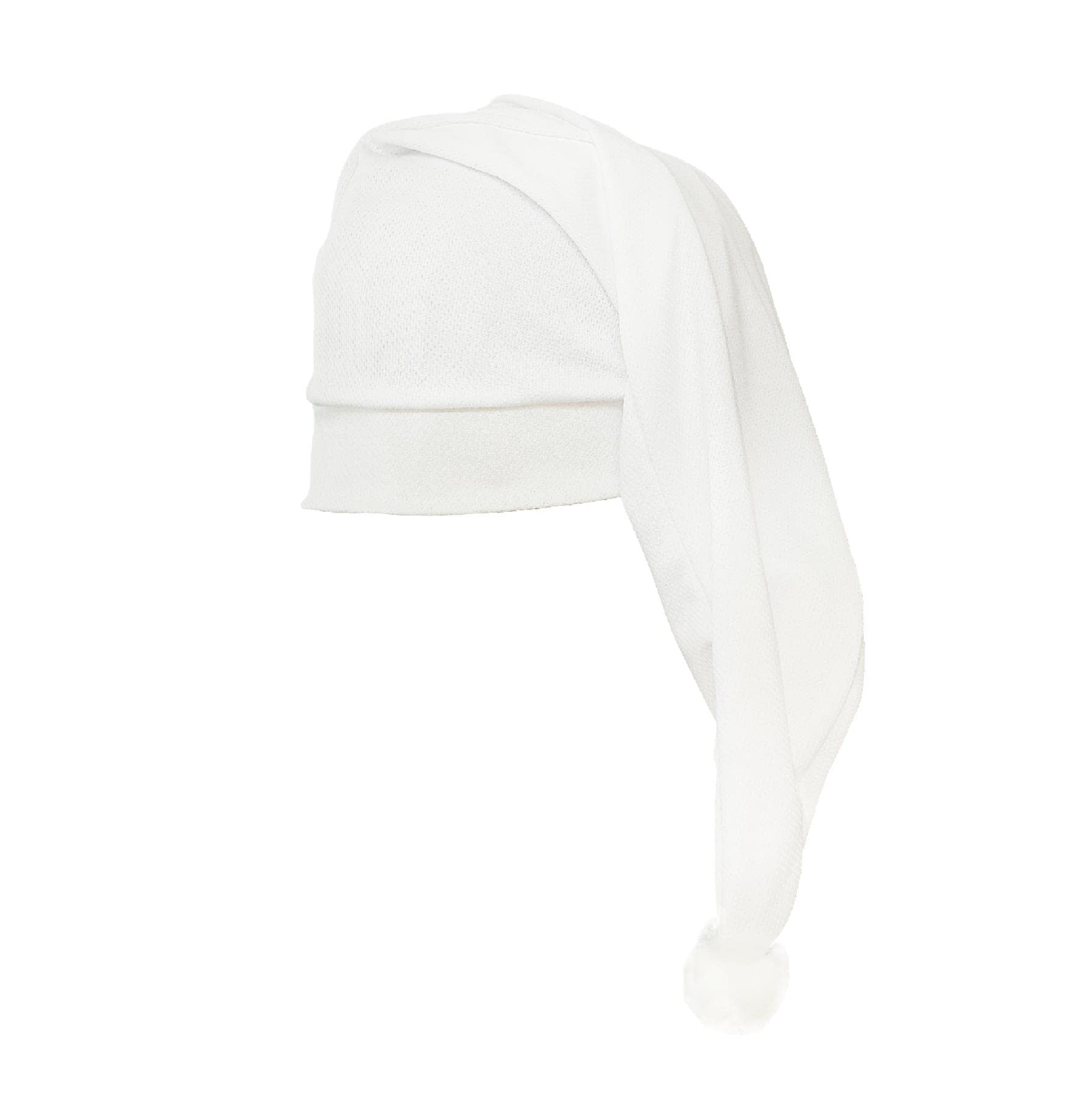 Adults Santa Hat Festive Wee Willy Winkie Victorian Style Night Cap Fancy Dress Costume Accessory [White]