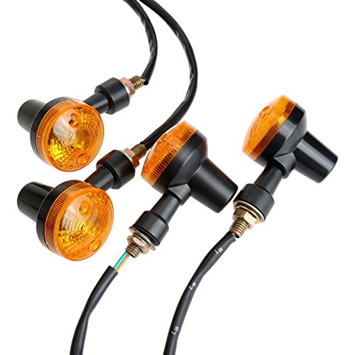 MUXSAM 4PCS Mini Motorcycle Turn Signal Indicator Light Lamp Bulb 12V Universal Black