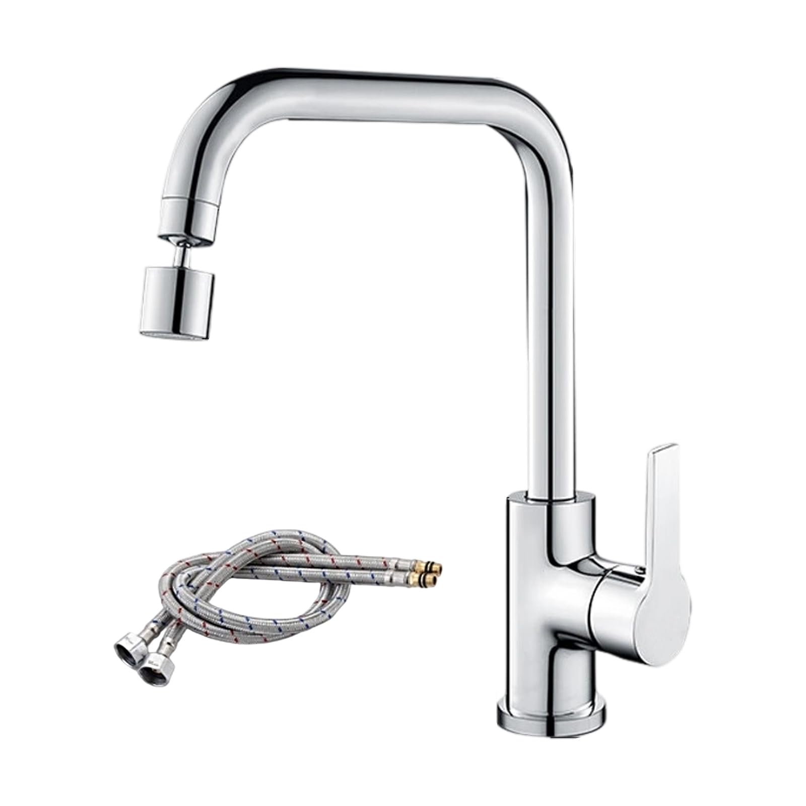 Msioytog Multicolor Zincs Alloys Kitchen Sink Basin Faucet 360 Degree Rotating Hot Cold Water Mixer Single Handle Sink Faucet Easily Install Swivels Kitchen