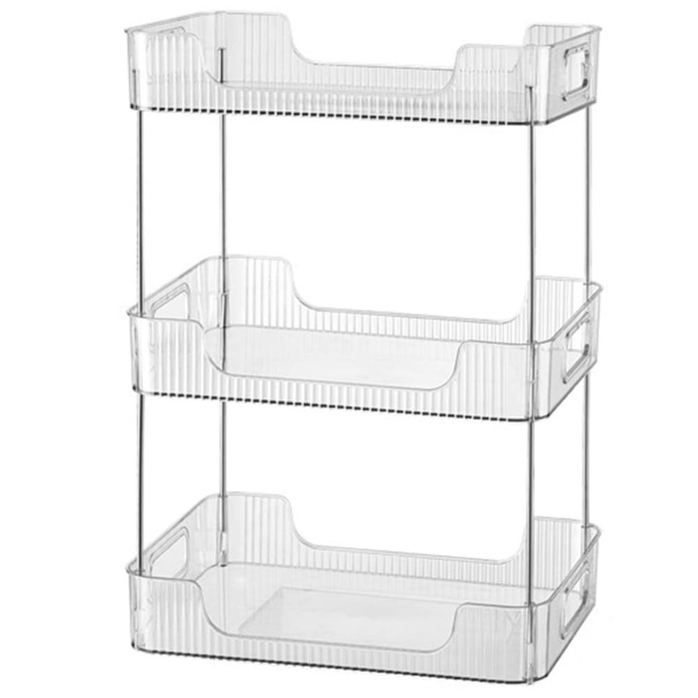 UDSKNV[KSL Countertop 3-Tier Organizer in PET Plastic-Fits 8-Inch Bottles for Kitchen, Bathroom& Living Room