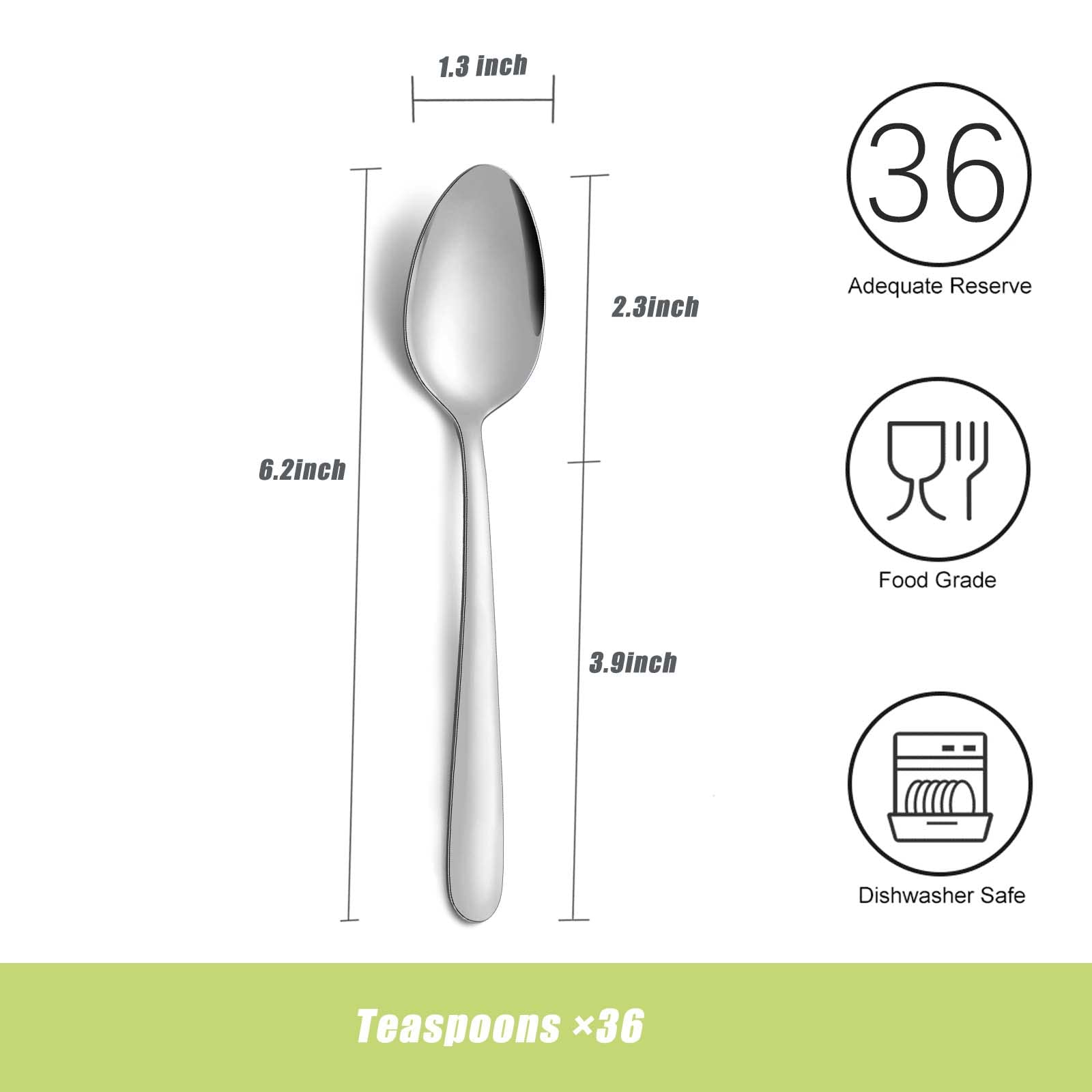 36-teiliges Edelstahl-Besteck-Set, 15 Cm Teelöffel – Spülmaschinenfest & Hochglanzpoliert Für Haushalt & Gastro