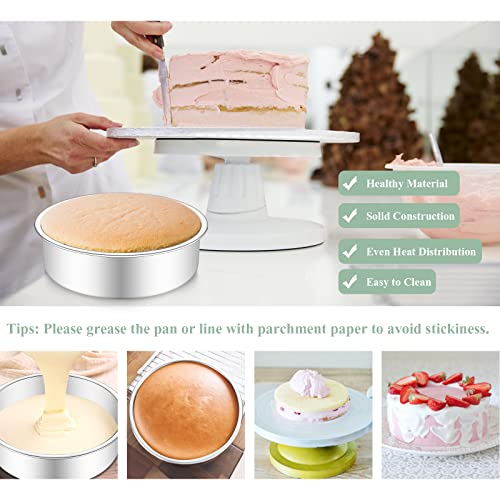 Deedro 6 Inch Cake Pan Set Of 3, Stainless Steel Cake Pans Round Cake Baking Pans For Wedding Birthday Layer Cake, One-Piece Molding, Healthy & Durable, Mirror Finish & Dishwasher Safe #TOP3