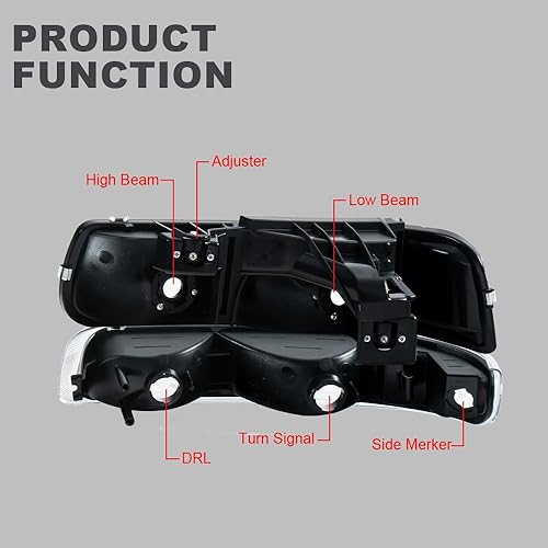 Miniatura 5 de G-PLUS Conjunto de faros, compatible con Chevy Silverado 1999-200220002006 Suburban Tahoe parachoques faro, lente transparente, carcasa cromada,