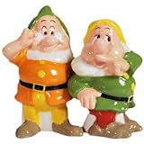 Westland Giftware Magnetic Ceramic Disney Snow White Doc and Sneezy Salt and Pepper Shaker Set, 3.75-Inch