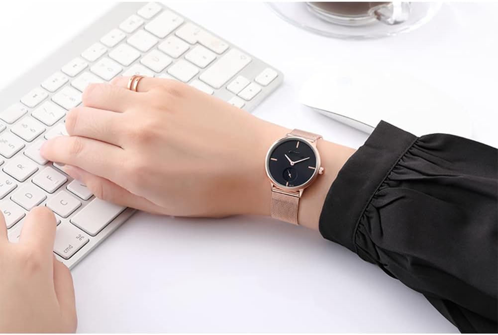 SENRUD Ultra Thin Simple Couples Watches His and Hers Stainless Steel Mesh Strap Pair Watch Gifts Set Men and Women Quartz Watches - Image 3